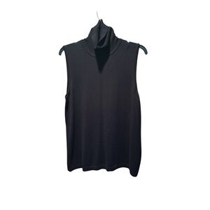 August Silk Women's Sleeveless Turtleneck Sweater Shell in Black XL NWT